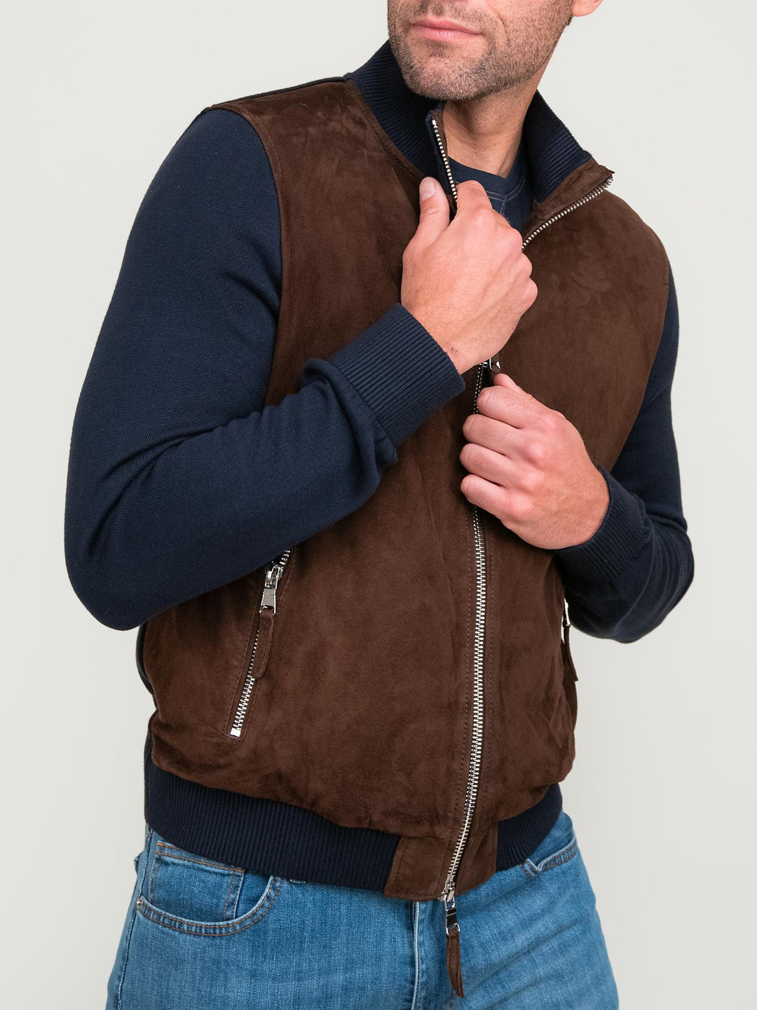 GIACCA LEGGERA IN CAMOSCIO E MAGLIA DEREK KNIT 309 JACK LEATHER 