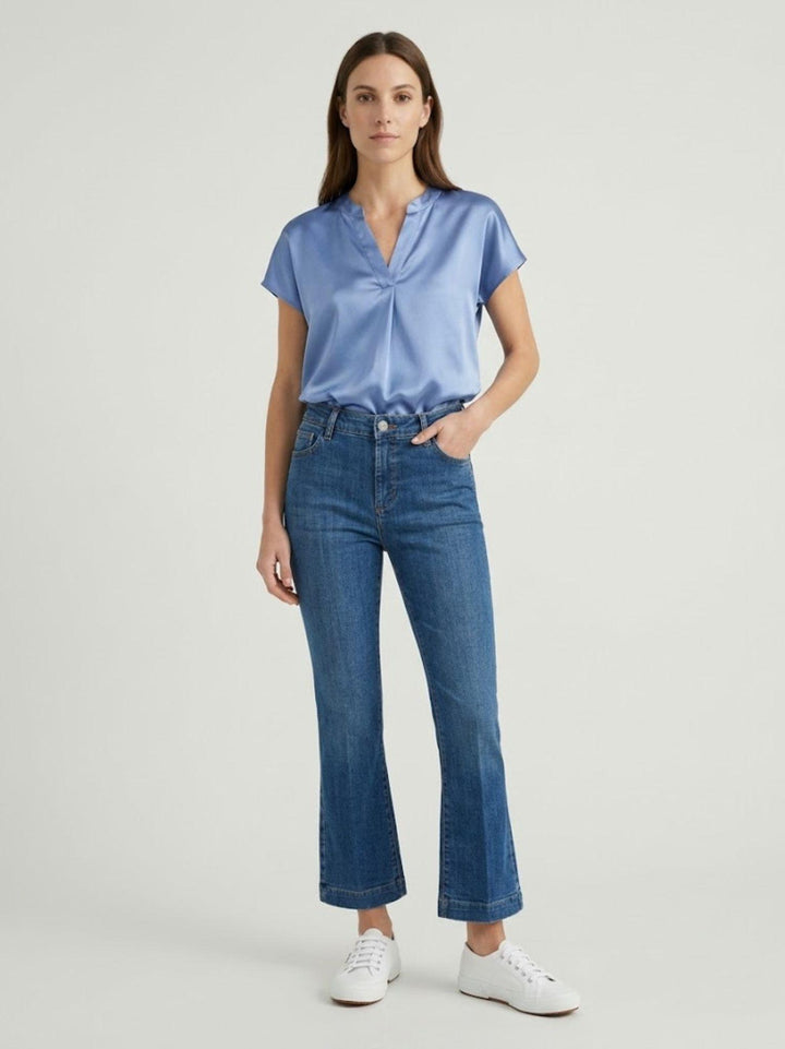 Jeans a trombetta con tasche a filetto lavaggio medio 82BOM MEDIO BASIK ANDREA MORANDO 