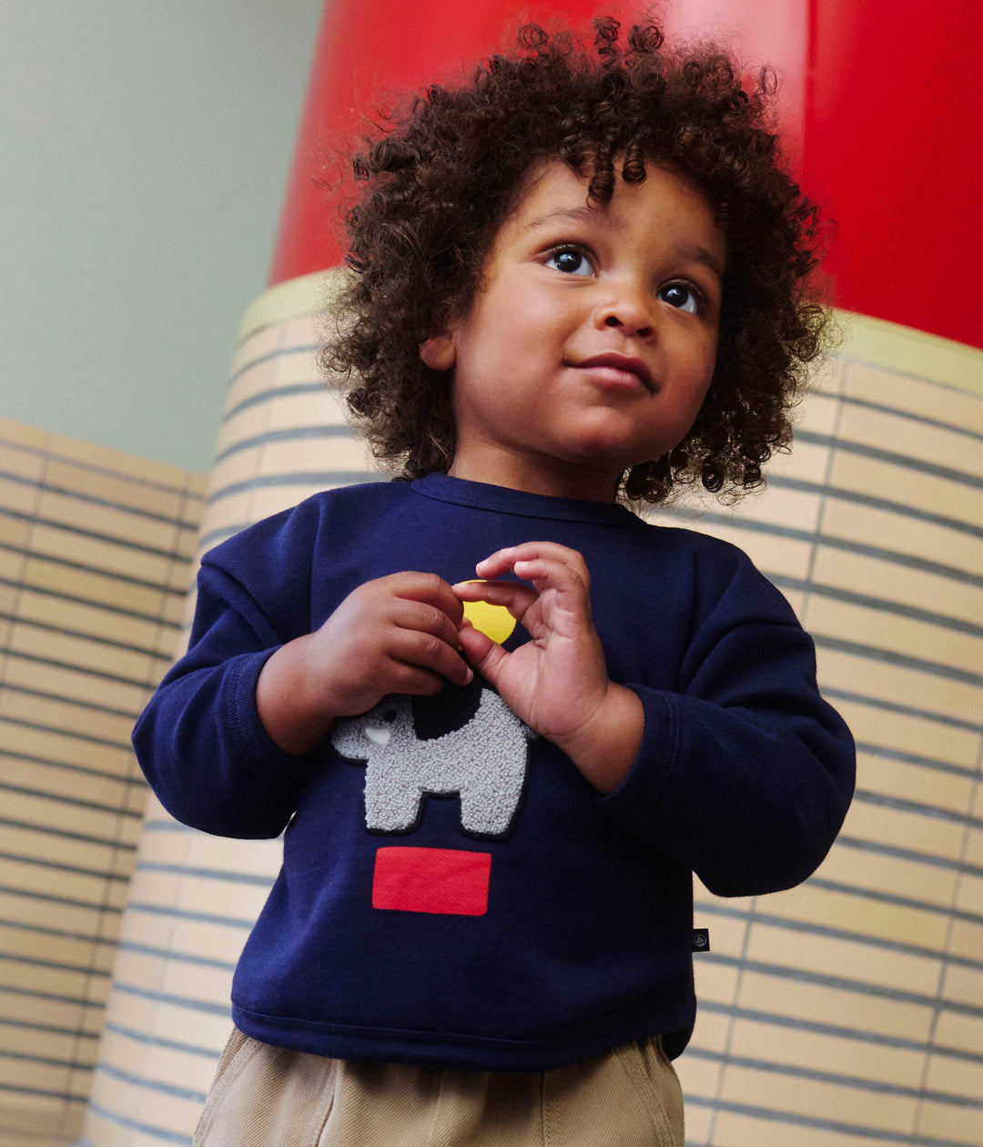 Felpa in cotone con elefante neonato A0EIP 01 PETIT BATEAU 