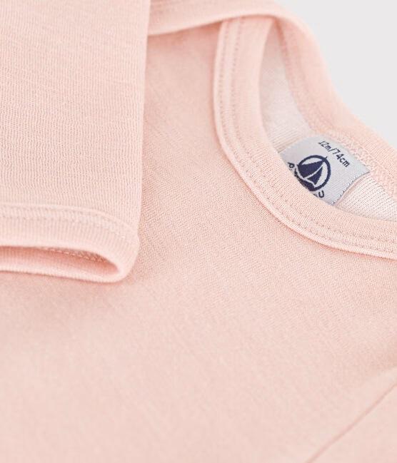 Body rosa maniche lunghe in lana e cotone A0BFG 04 PETIT BATEAU 