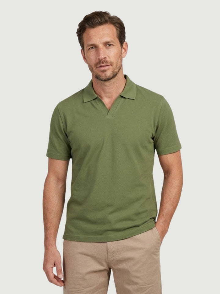 Polo derby in cotone piquet extrafine verde 5805426 374 ANDREA MORANDO 