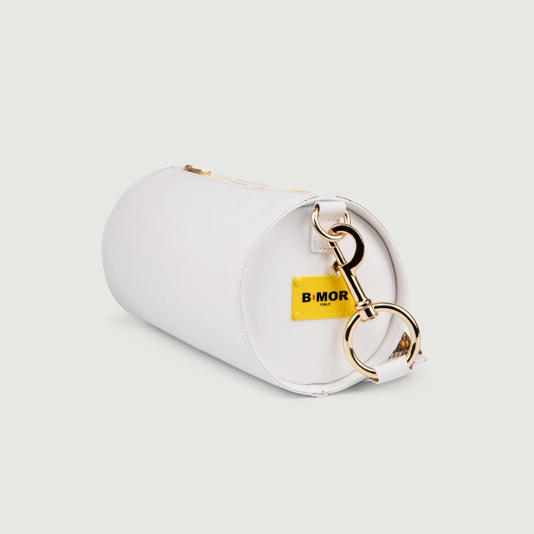 BORSA CILINDRO A TRACOLLA IN PELLE BIANCA "CIRCULAR" CIRCULAR BIANCO BIMOR 