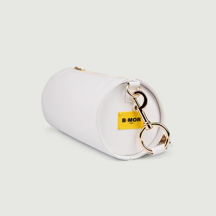 BORSA CILINDRO A TRACOLLA IN PELLE BIANCA "CIRCULAR" CIRCULAR BIANCO BIMOR 