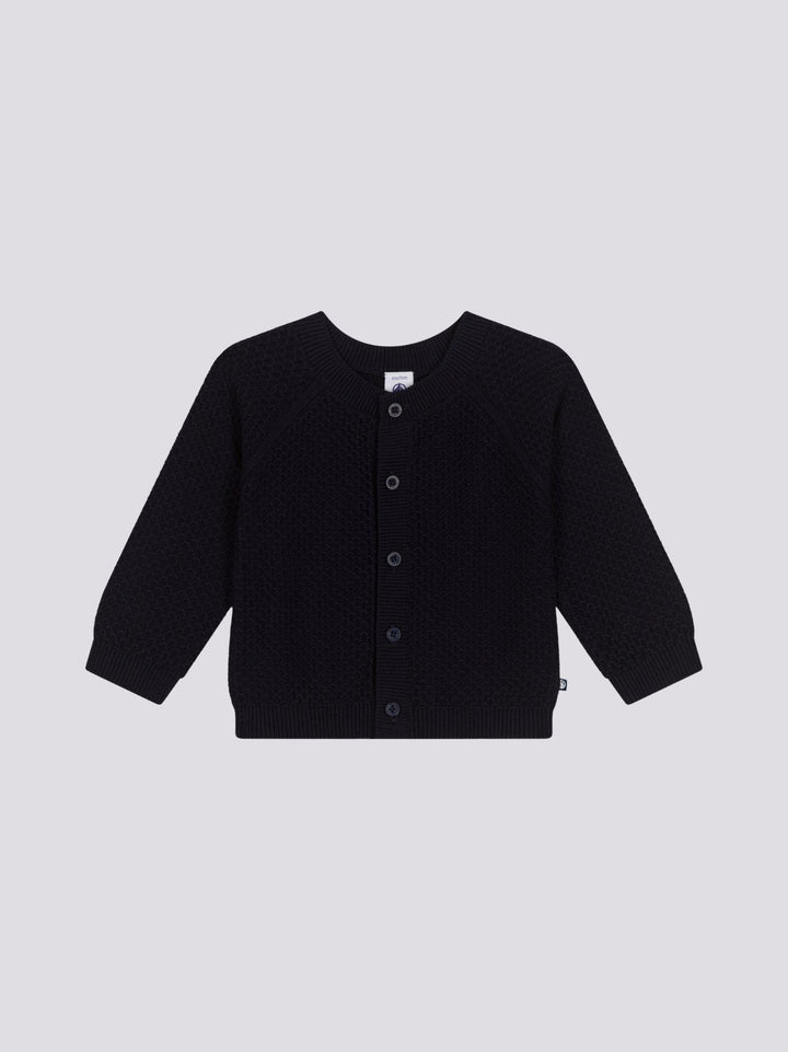 CARDIGAN IN TRICOT DI COTONE BLU BEBÈ A09K5 02 PETIT BATEAU 