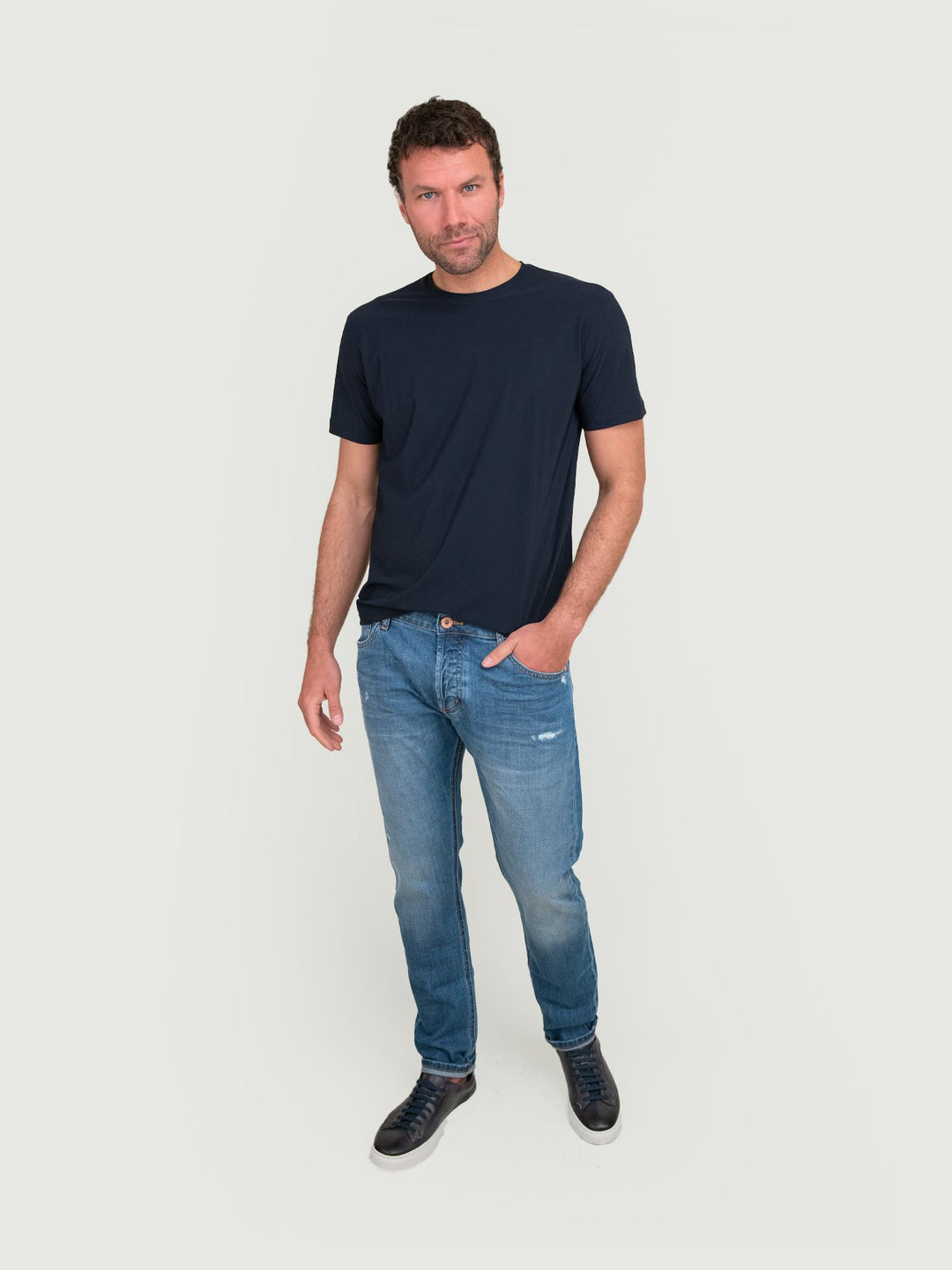 T-SHIRT SOTTO GIACCA GIROCOLLO BLU NAVY OF1S2S4T005M 174 ANDREA MORANDO 
