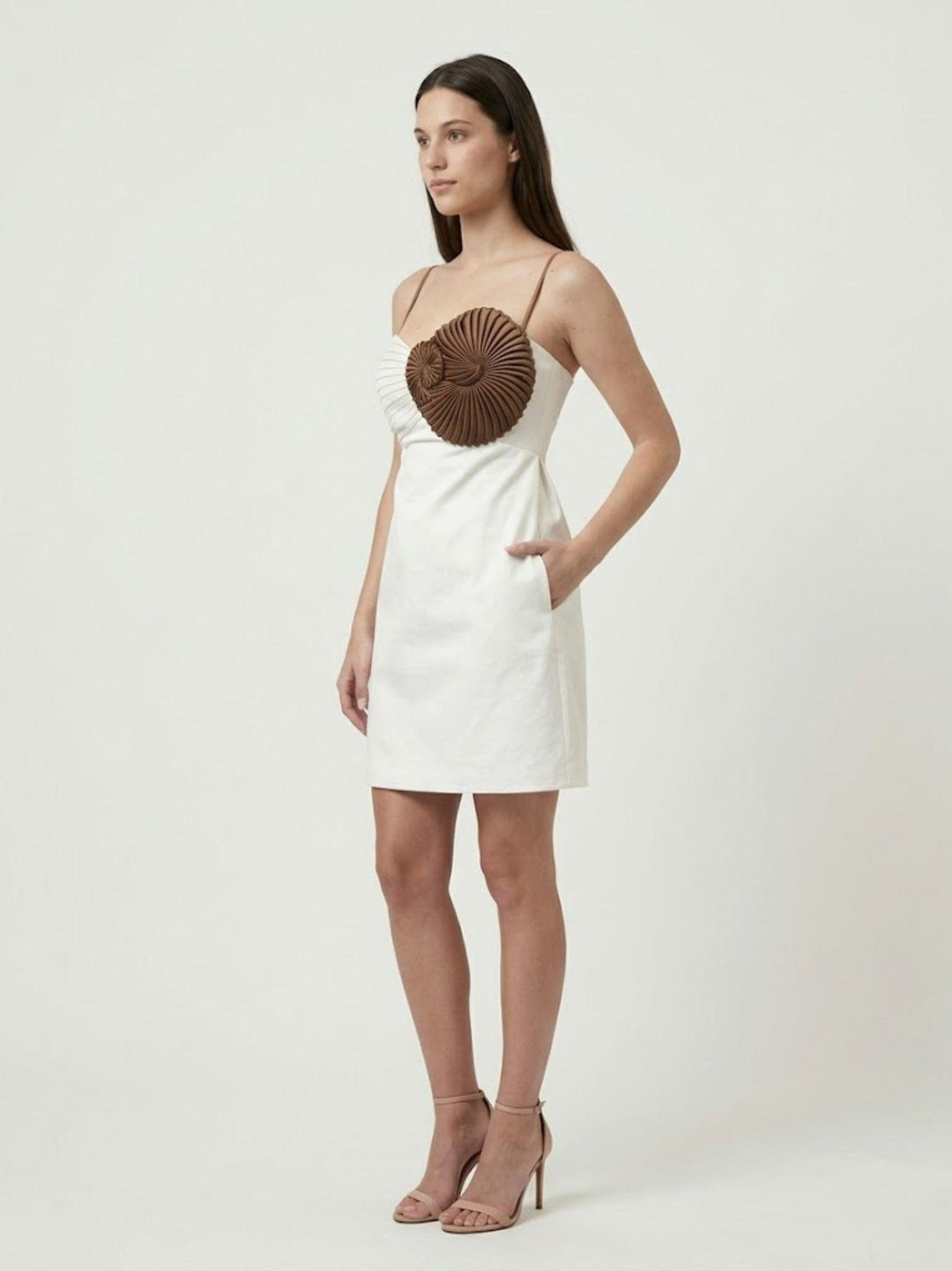Abito con dettaglio a conchiglia la Concha dress bianco RO007 WMT ROSANNA OCAMPO 