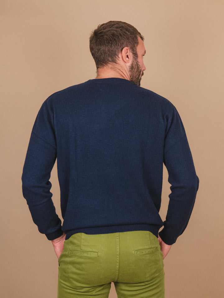 MAGLIA GIROCOLLO IN CASHMERE ECO-FRIENDLY BLU  "TRADER" TRADER NOTTE ABSOLUT CASHMERE 