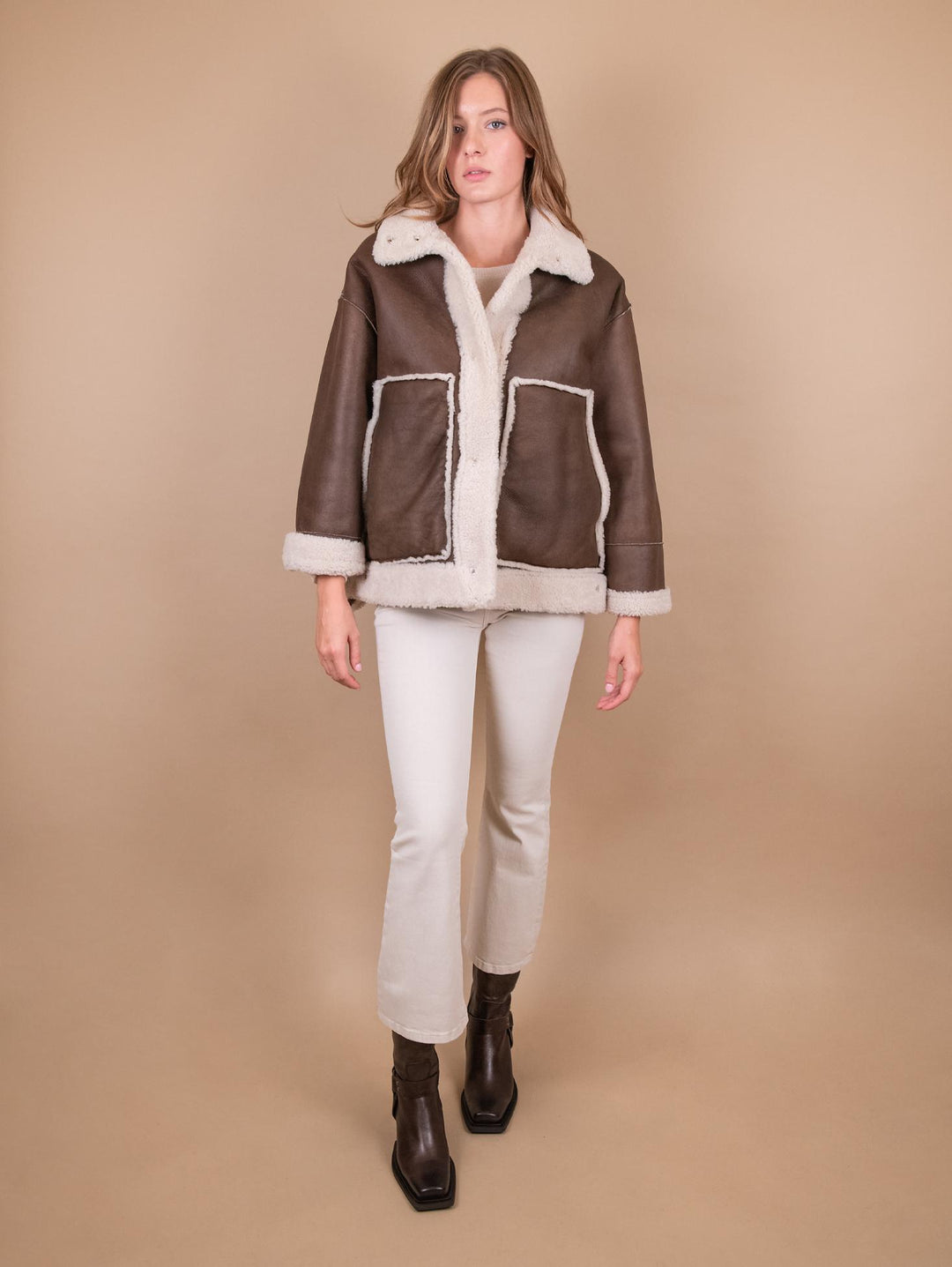 MONTONE "GIGR" REVERSIBILE IN PELLE MARRONE CHIARO GIGR 312 JACK LEATHER 