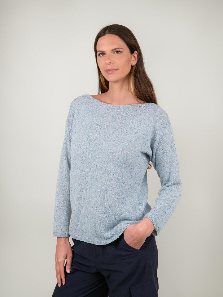 MAGLIA AZZURRA DETTAGLI LUREX