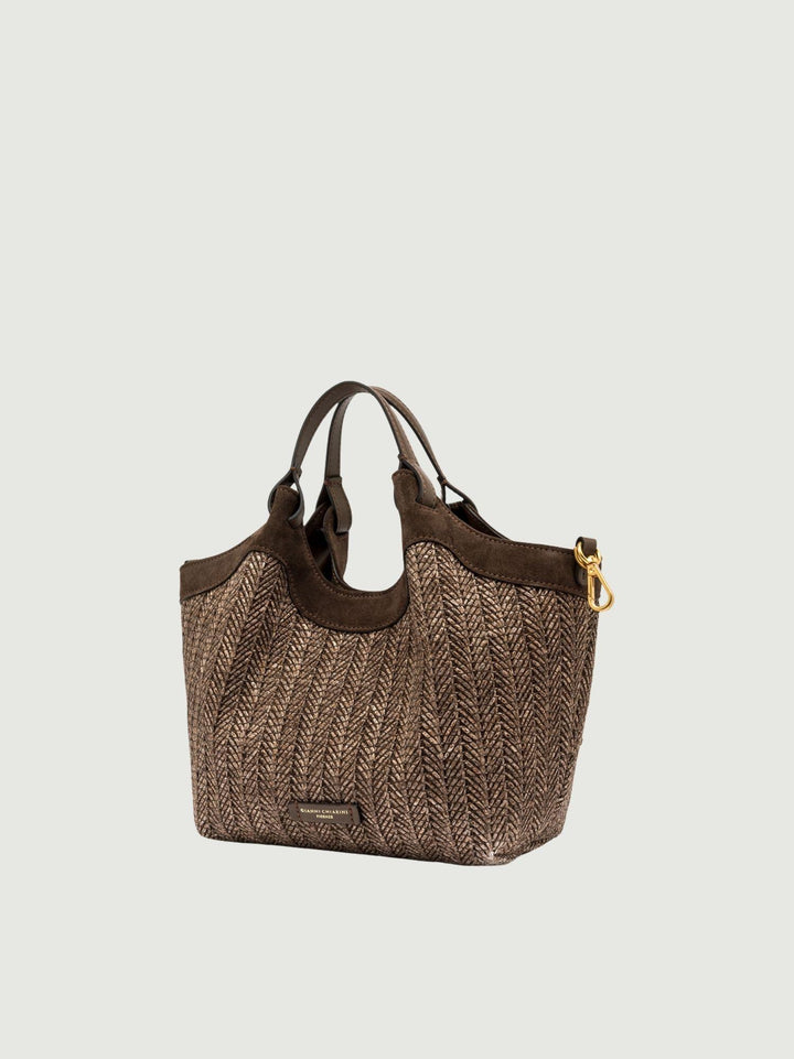 Borsa Dua in paglia intrecciata choco media BS 12339/COMM PGLSPG 13840 GIANNI CHIARINI 