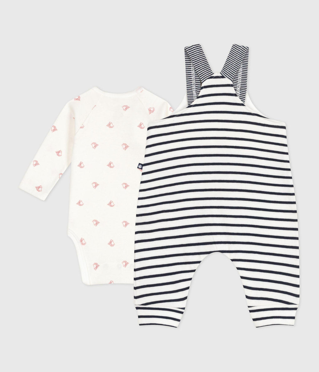 Set composto da salopette a righe marinière e body con stampa neonato A0ECT 01 PETIT BATEAU 