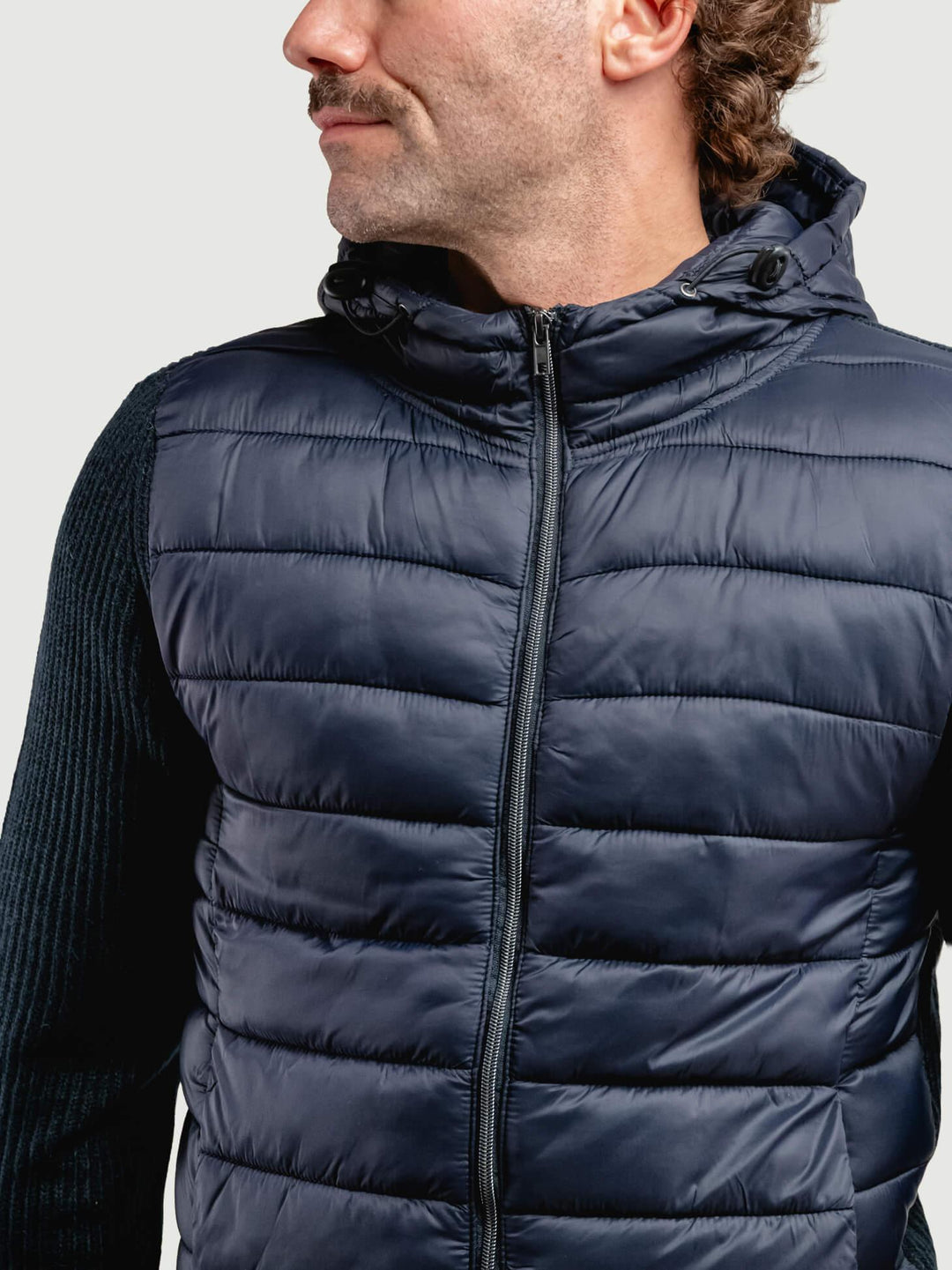 GIUBBOTTO TRAPUNTATO CON INSERTI IN MAGLIA BLU NAVY 4312225 283 ANDREA MORANDO 