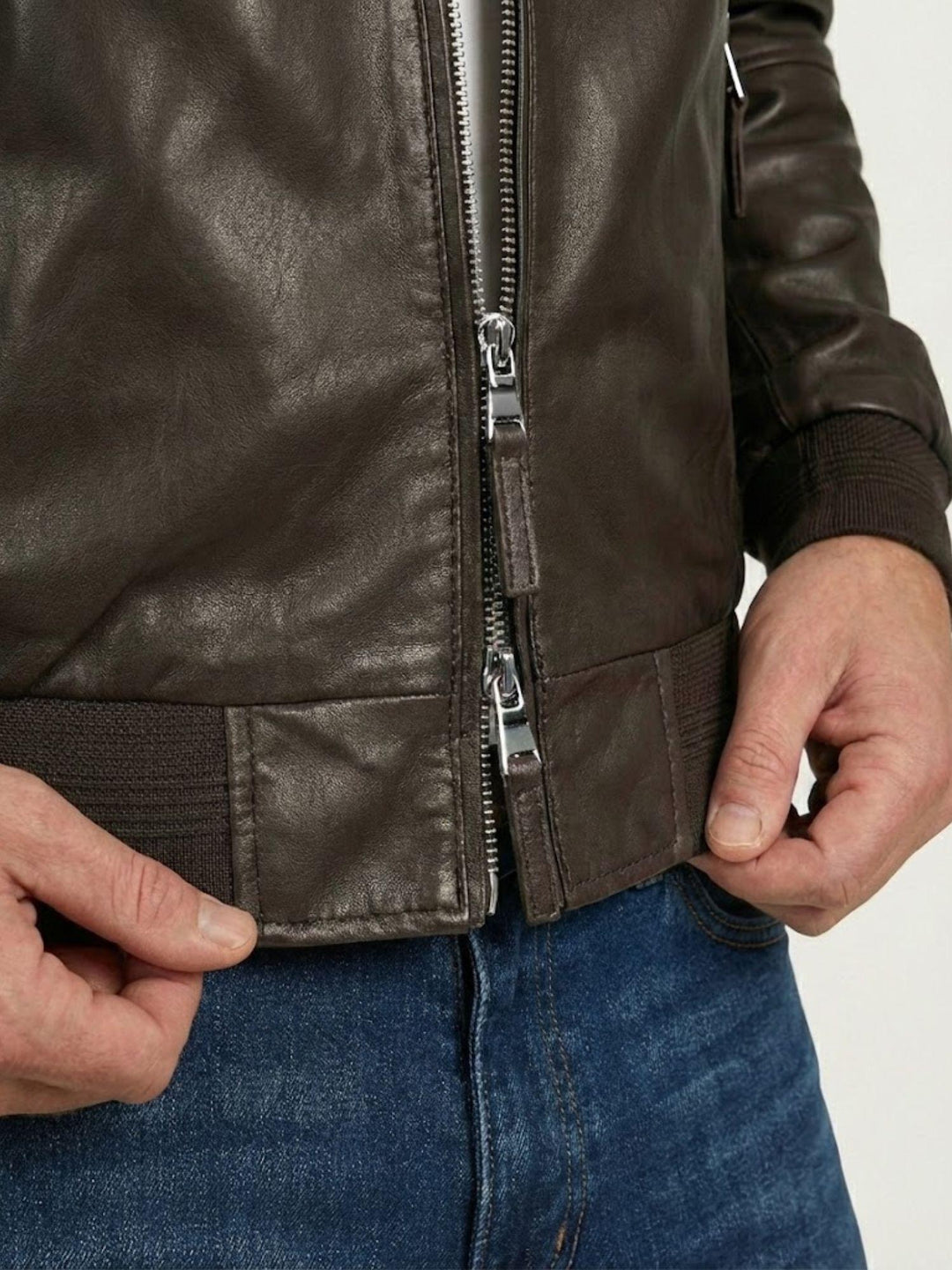 Bomber New Yorker in pelle marrone scuro NEW YORKER 06 JACK LEATHER 