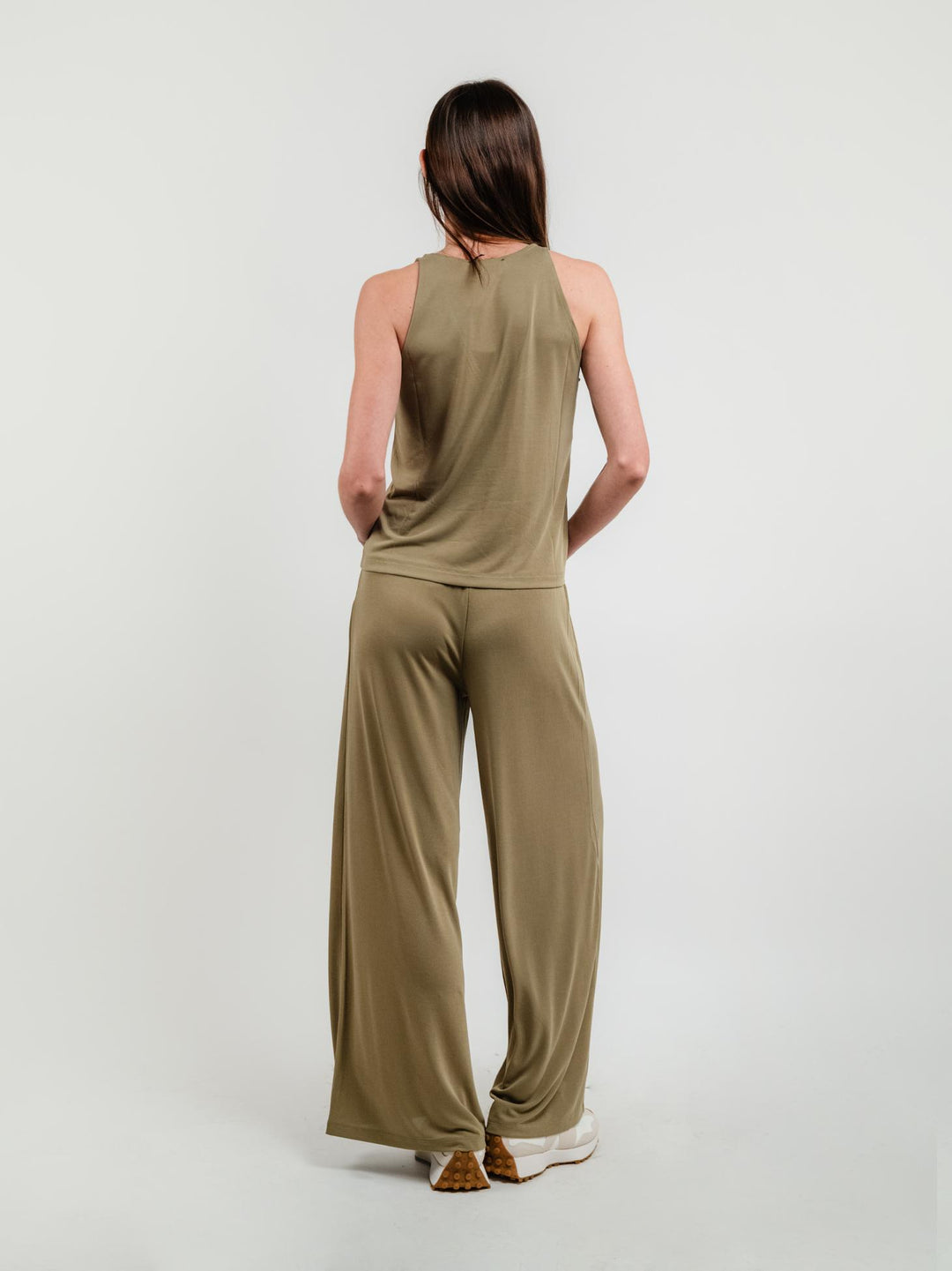 PANTALONI A PALAZZO KAKI 525LIXX517 KAKI ANDREA MORANDO 