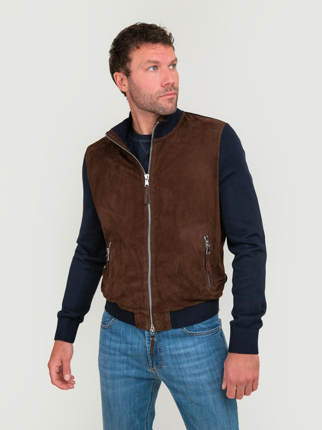 GIACCA LEGGERA IN CAMOSCIO E MAGLIA DEREK KNIT 309 JACK LEATHER 