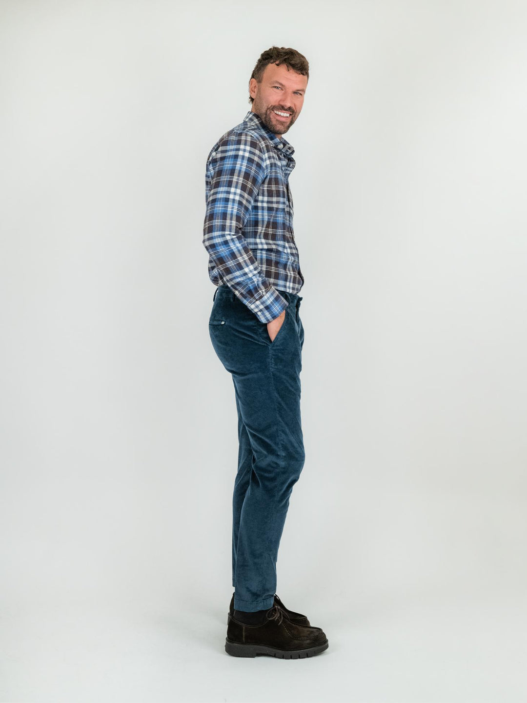 PANTALONE IN VELLUTO A COSTE BLU T502/BRO 860 NOLAB 
