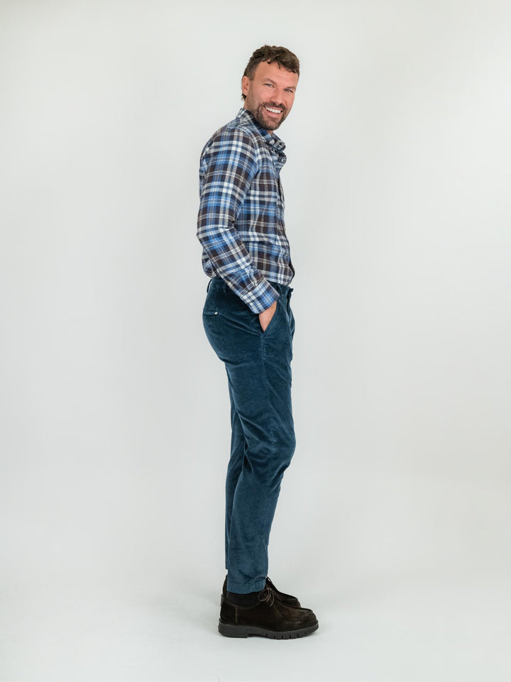 PANTALONE IN VELLUTO A COSTE BLU T502/BRO 860 NOLAB 