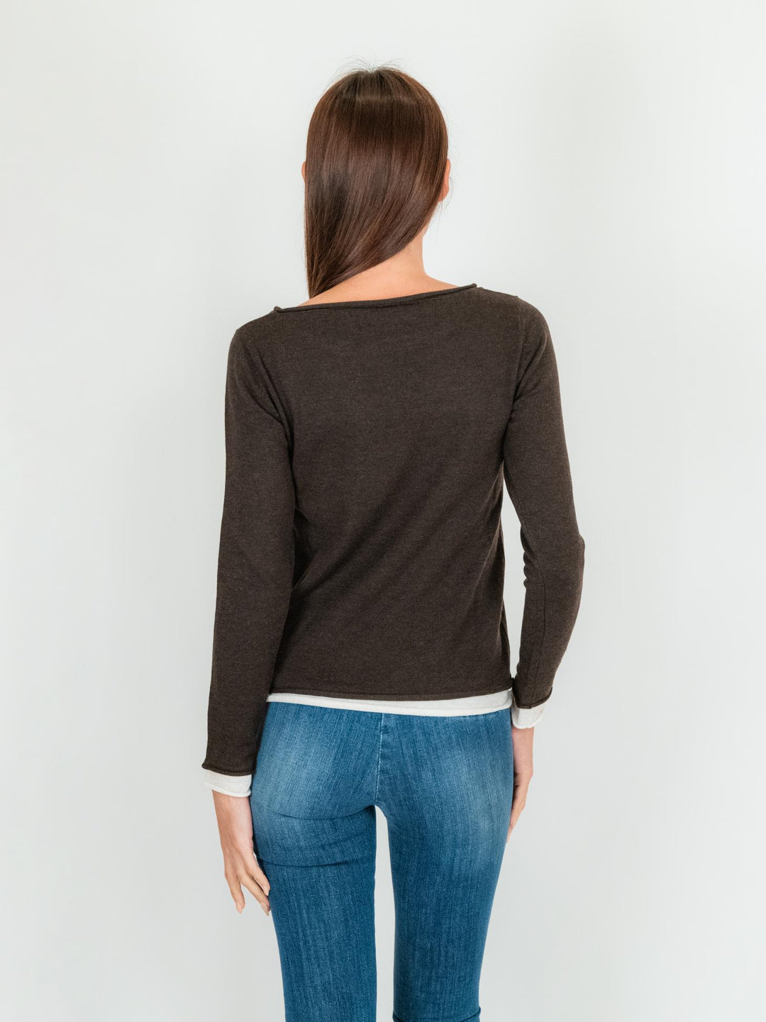 Maglia marrone con collo a barchetta 1275 069 ANDREA MORANDO 