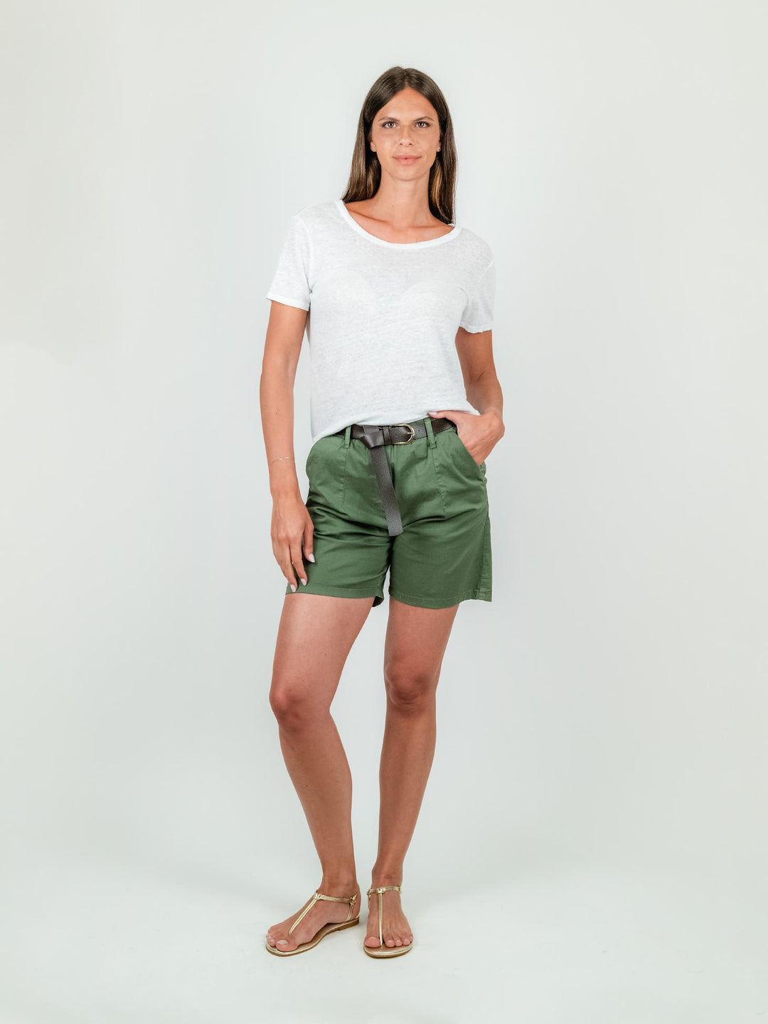 BERMUDA IN COTONE VERDE MILITARE