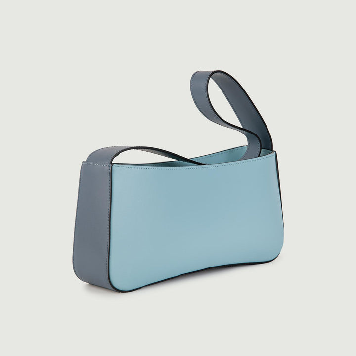 BORSA A SPALLA SEVENTY IN PELLE BICOLORE AZZURRO E BLU SEVENTY AZZURRO BIMOR 