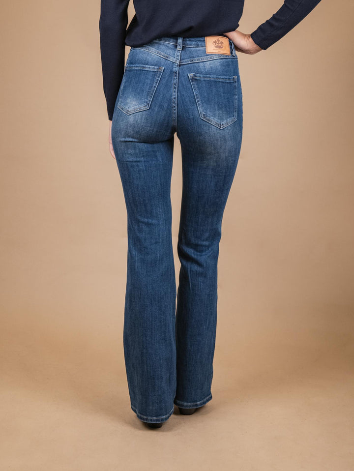 JEANS A ZAMPA ELASTICIZZATO DENIM SCURO 1353 DENIM SCURO ANDREA MORANDO 