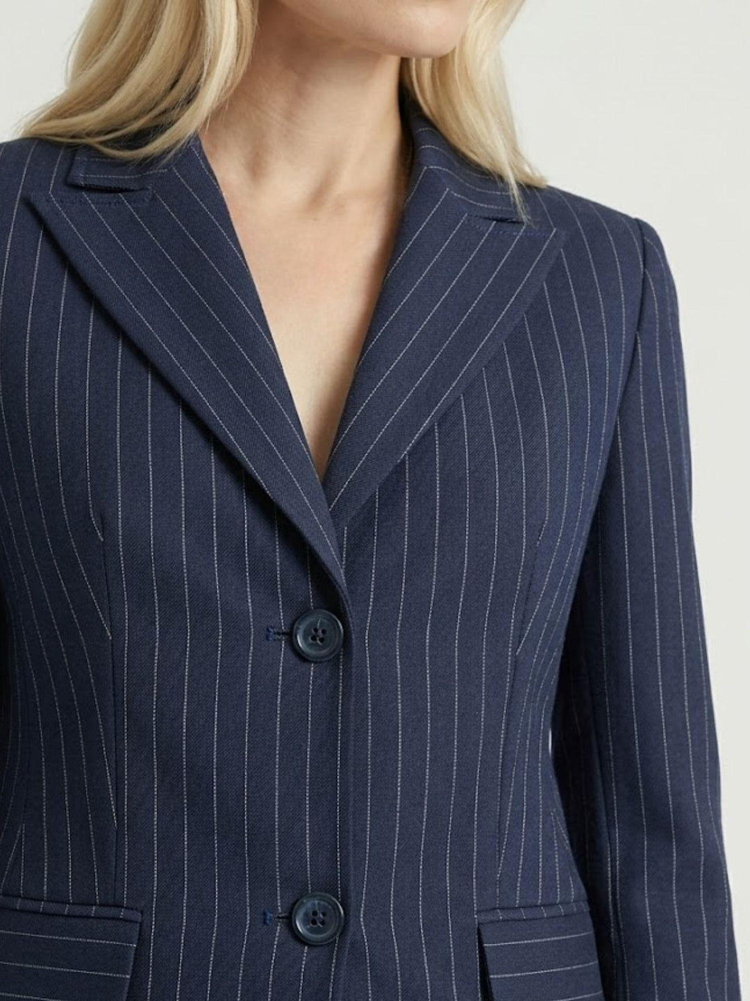 Blazer gessato con linea sagomata navy 3914 BLU ANDREA MORANDO 