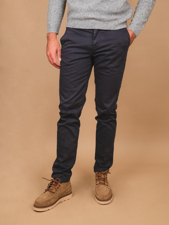 PANTALONE IN COTONE blu navy CON TASCA A FILO T500/STR 854 NOLAB 