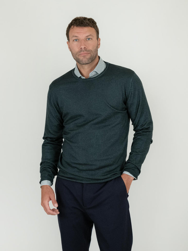 MAGLIA GIROCOLLO IN LANA MERINO VERDE 0008 45 FIESOLI DANIELE 
