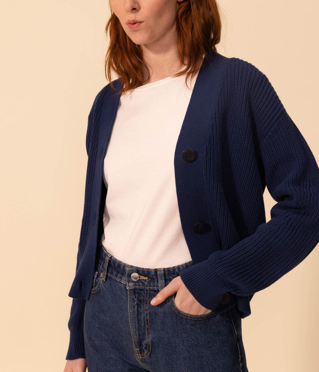 CARDIGAN A COSTA INGLESE IN COTONE DONNA A08A0 02 PETIT BATEAU 