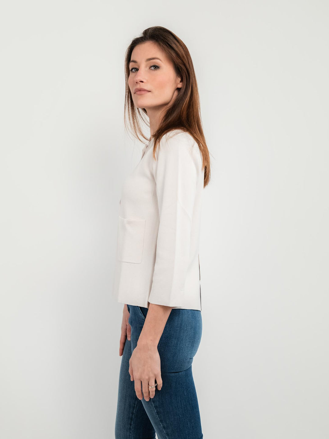 CARDIGAN COLOR PANNA CON MANICHE A 3/4
