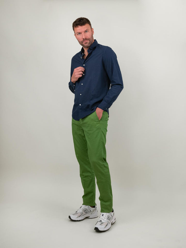 Pantalone in cotone verde con tasche a filo T568/STR 630 NOLAB 