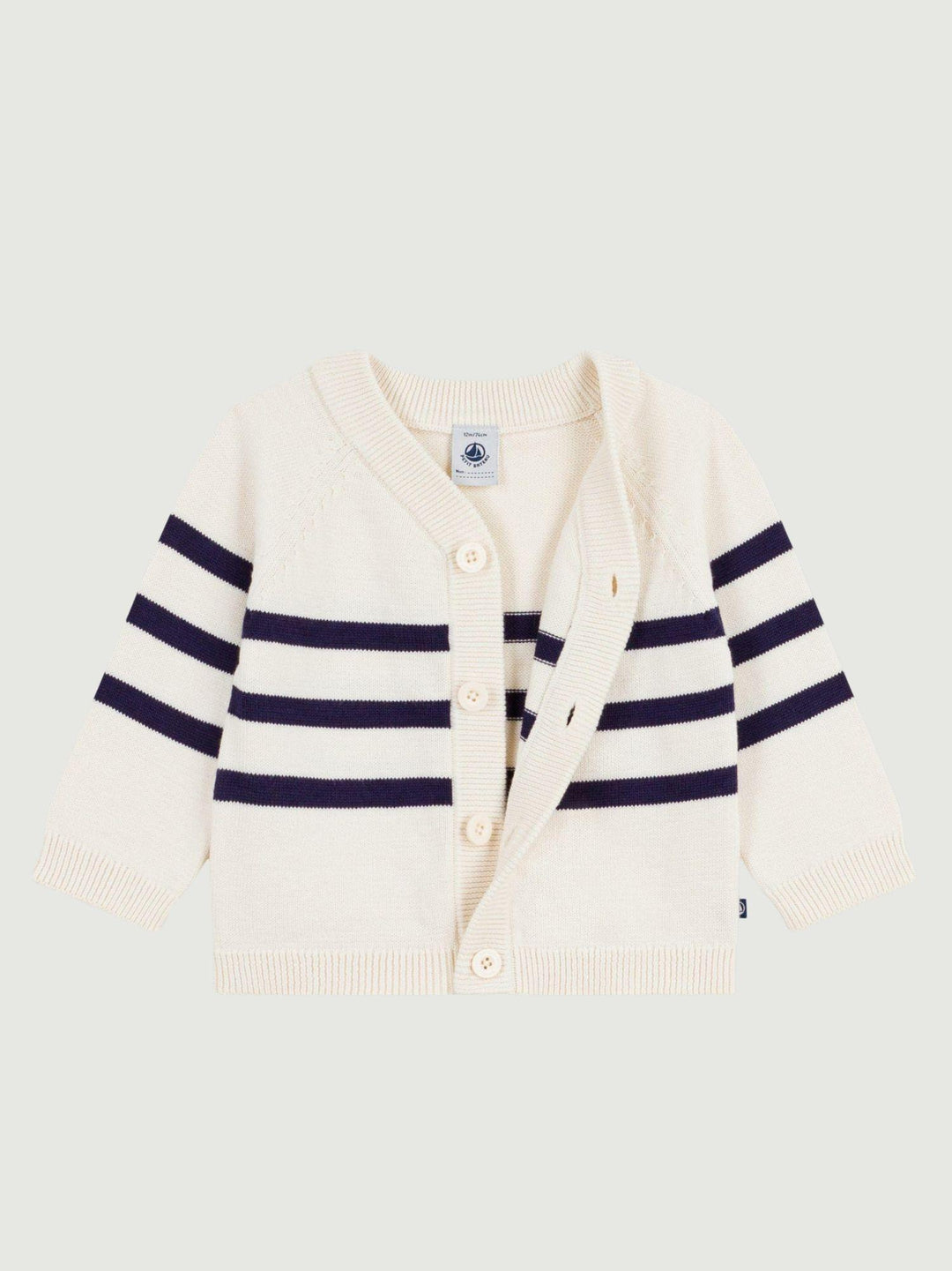 Cardigan a righe blu in cotone A0EZQ 01 PETIT BATEAU 