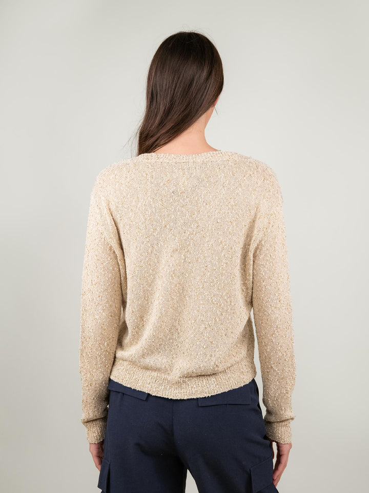 CARDIGAN BEIGE CON DETTAGLI LUREX 2553GC BEIGE ANDREA MORANDO 