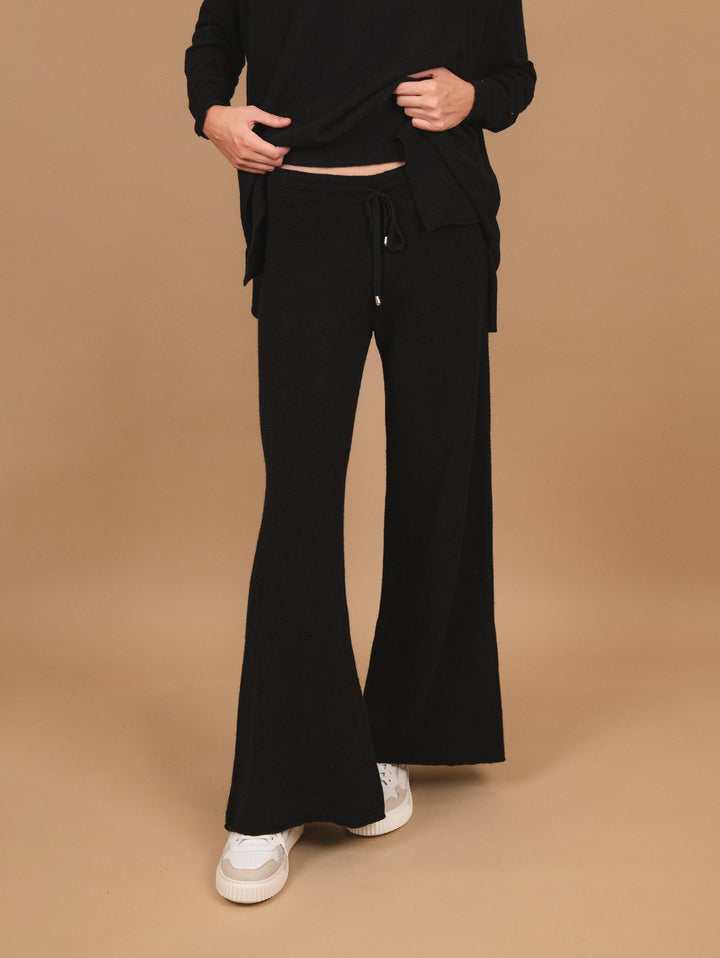 PANTALONE A PALAZZO IN MAGLIA NERO 0370/176 0010 BIMOR 