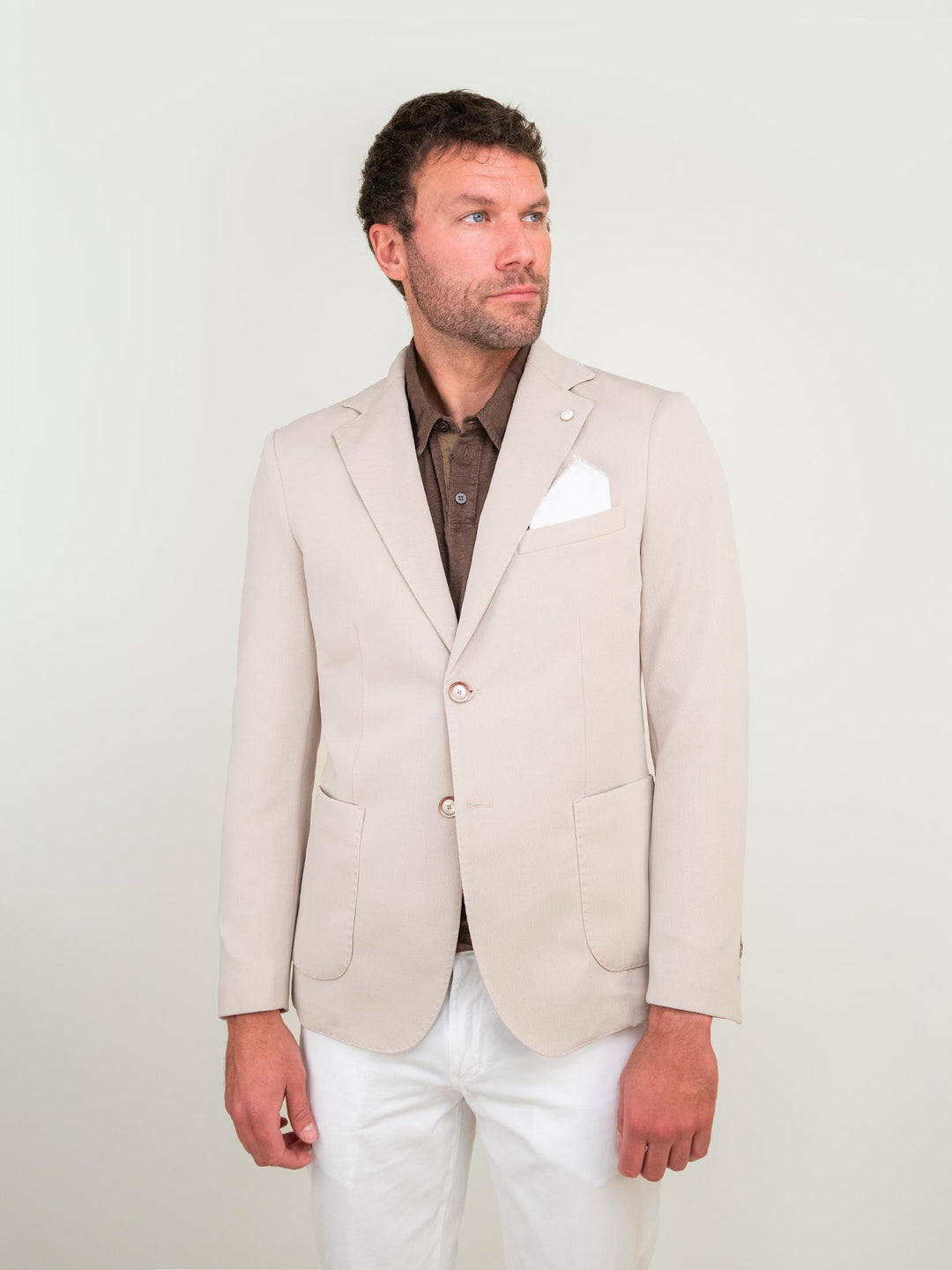 BLAZER DUE BOTTONI BEIGE CORDA FOX BEIGE ANDREA MORANDO 