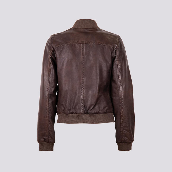 GIUBBOTTO CON CHIUSURA A BOTTONI    IN PELLE MARRONE MAG 06 JACK LEATHER 