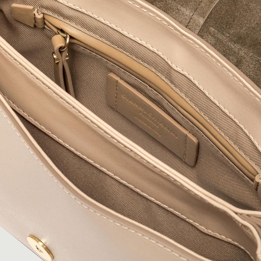 Borsa a spalla Helena Round special in pelle beige BS 10848 PRCK-THR 2971 GIANNI CHIARINI 