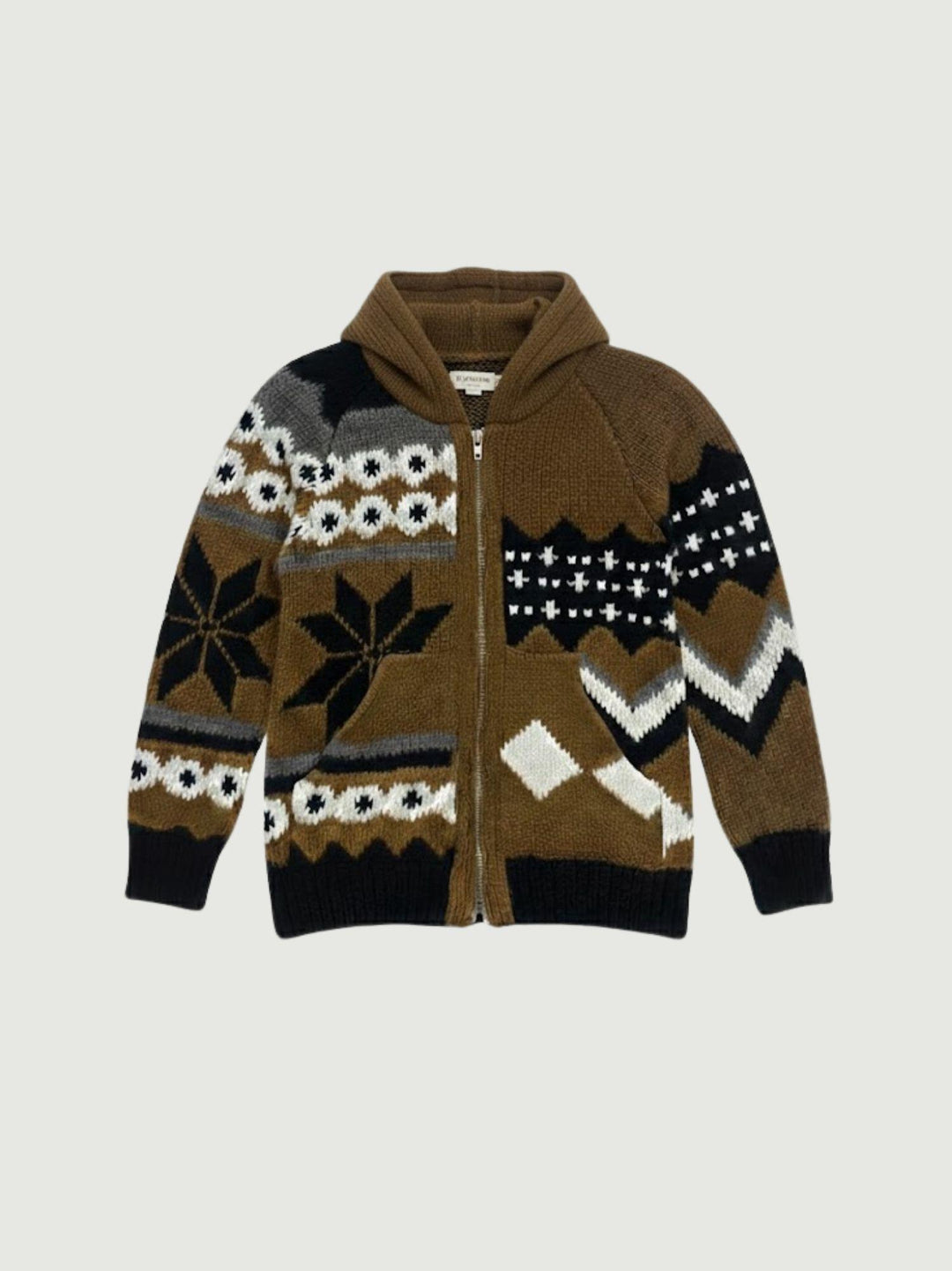 MAGLIONE CON CAPPUCCIO E  ZIP TABACCO MENANDROD TABACCO ANDREA MORANDO 