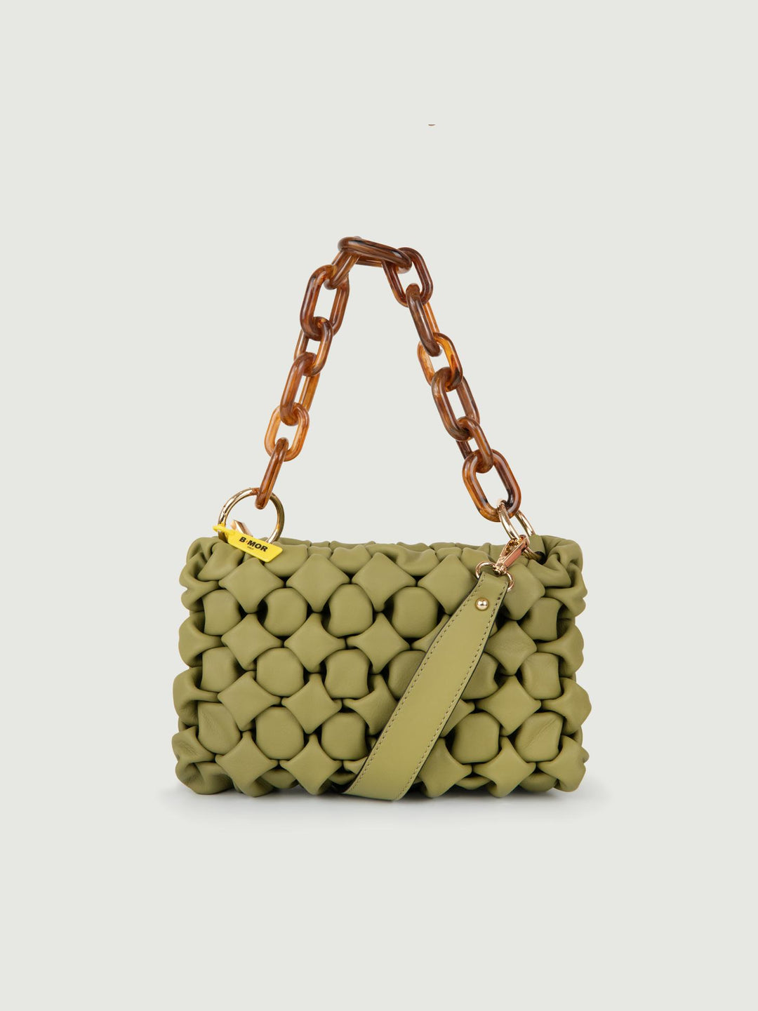 BORSA CURLY IN PELLE INTRECCIATA PISTACCHIO CURLYNEW IRIDE BIMOR 
