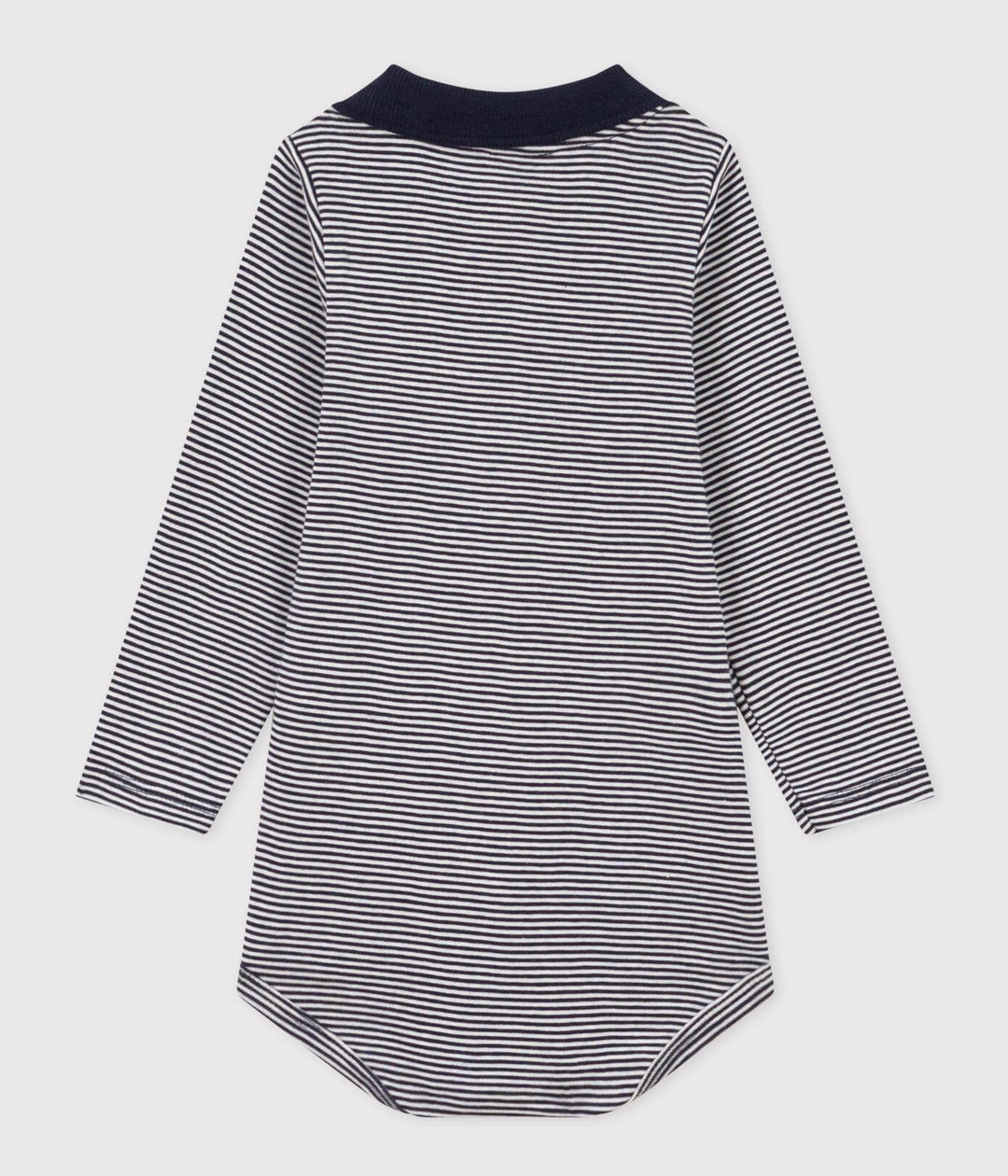 BODY A MANICA LUNGA A RIGHE CON COLLETTO IN COTONE PER BEBÈ A095W 01 PETIT BATEAU 