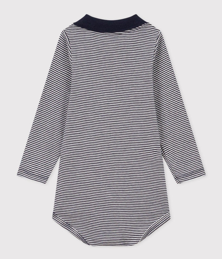 BODY A MANICA LUNGA A RIGHE CON COLLETTO IN COTONE PER BEBÈ A095W 01 PETIT BATEAU 