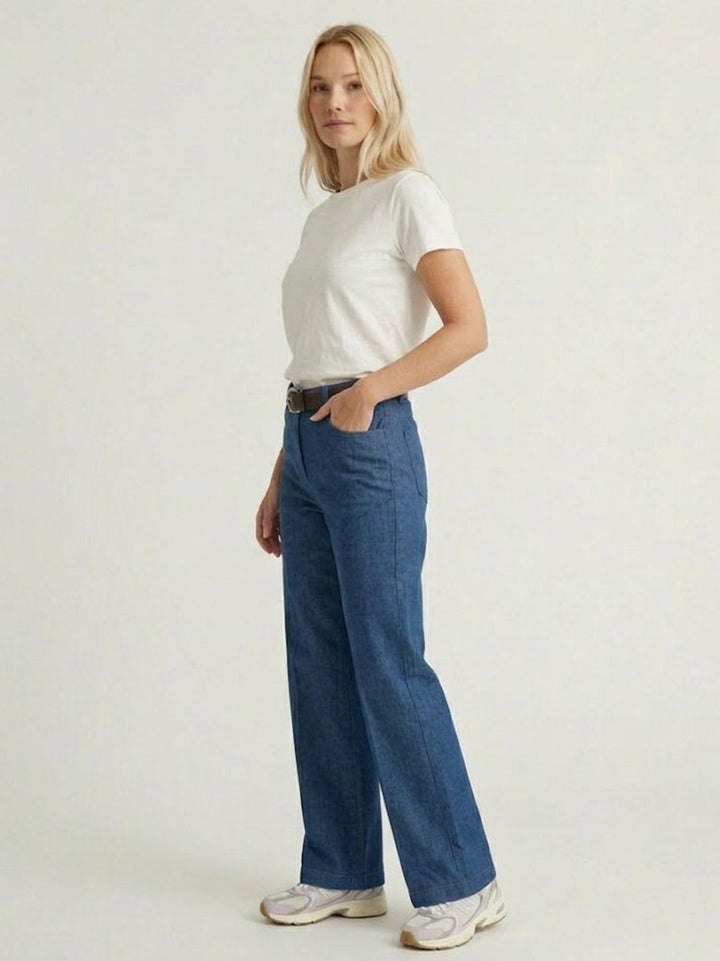 Pantalone a palazzo gamba ampia in cotone denim 5546 DENIM ANDREA MORANDO 