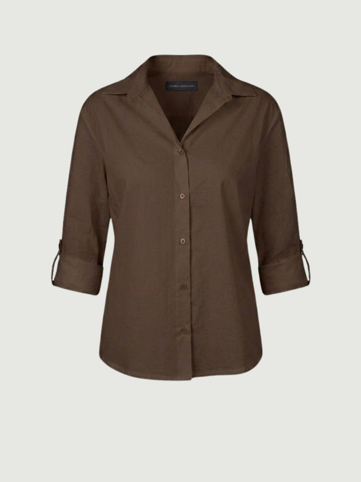 Camicia in cotone cioccolato M796/221 554 ANDREA MORANDO 