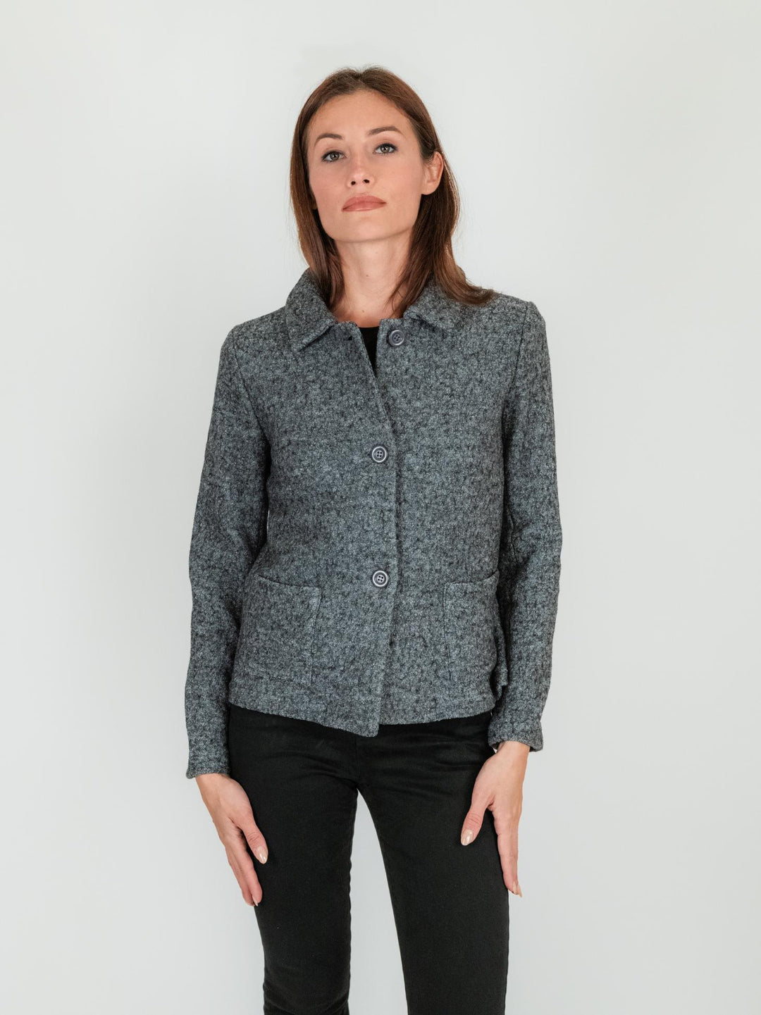 BLAZER IN LANA COTTA GRIGIO