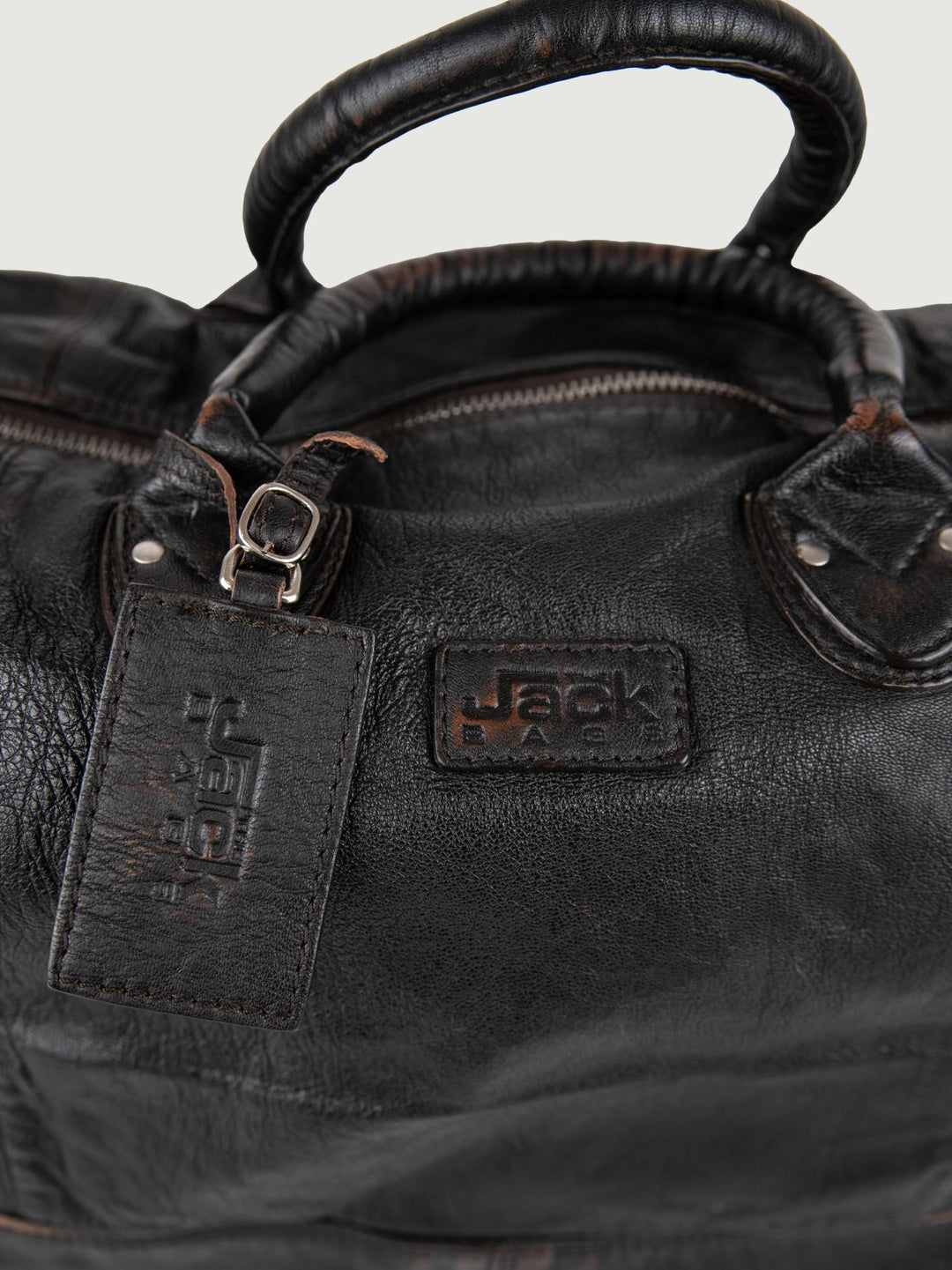 BORSA IN PELLE TESTA MORO LUCKY LUCKY 114 JACK LEATHER 
