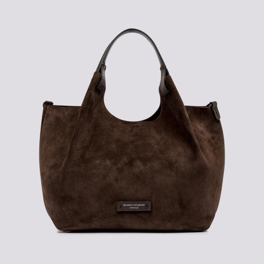 Borsa a spalla Dua medium in suede cioccolato BS 9779 CM-PL 166 GIANNI CHIARINI 