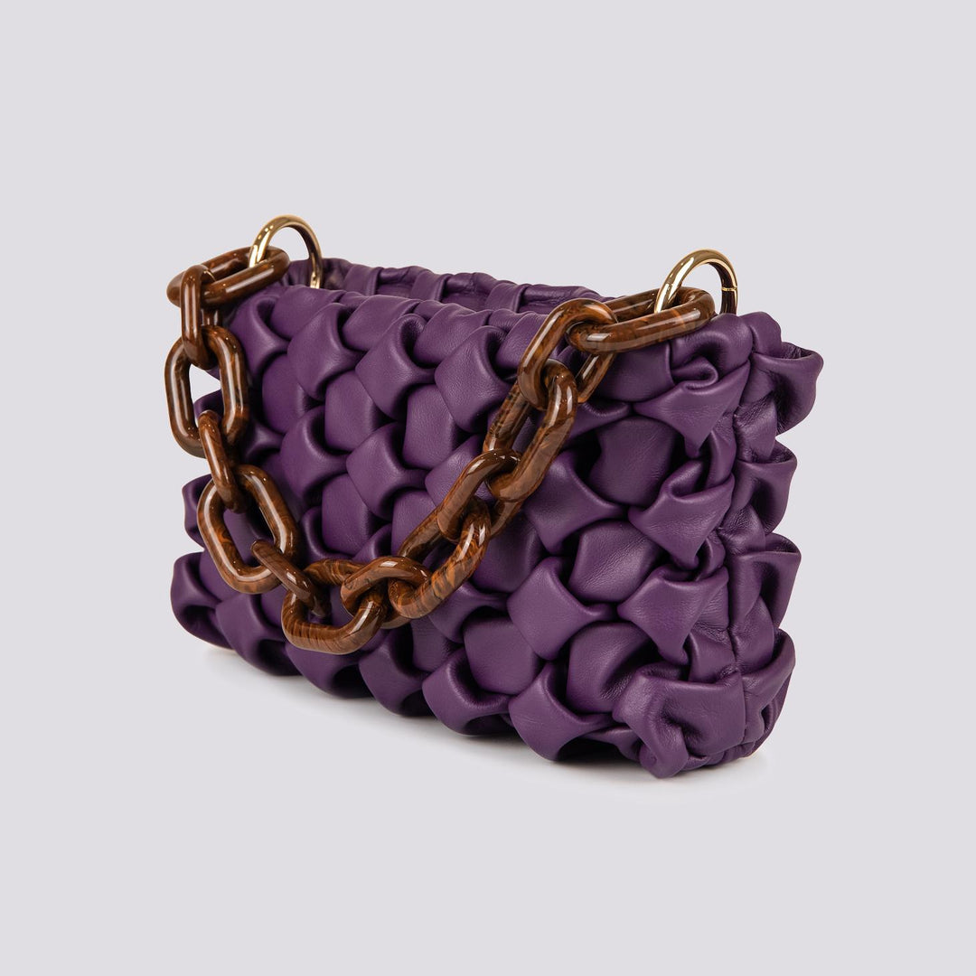 BORSA "CURLY " IN PELLE INTRECCIATA VIOLA CURLY VIOLA BIMOR 
