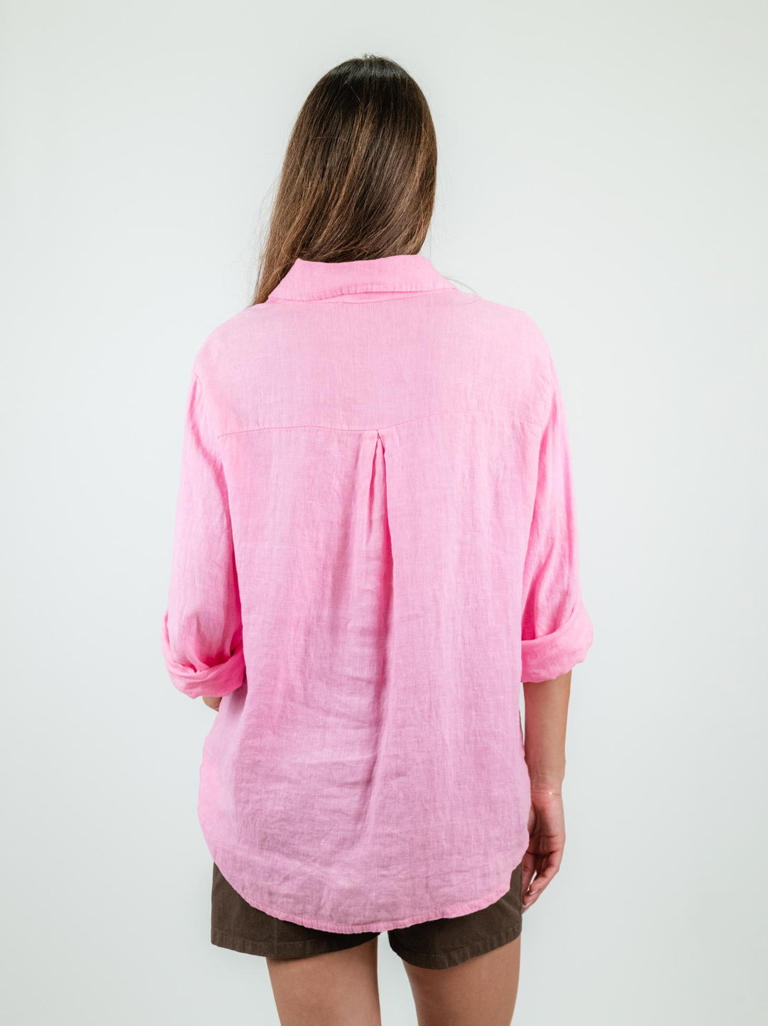 CAMICIA OVERSIZE IN LINO ROSA 4522 ROSA ANDREA MORANDO 