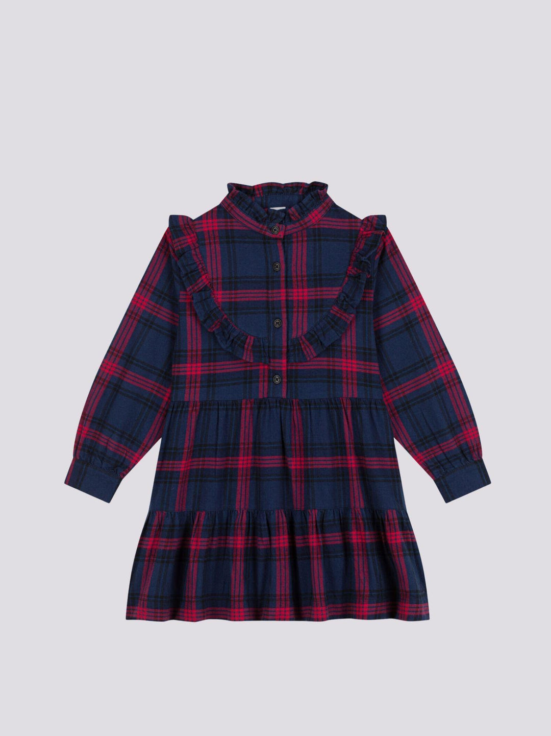 ABITO A MANICHE LUNGHE IN FLANELLA DI COTONE A QUADRI BAMBINA A082J 01 PETIT BATEAU 