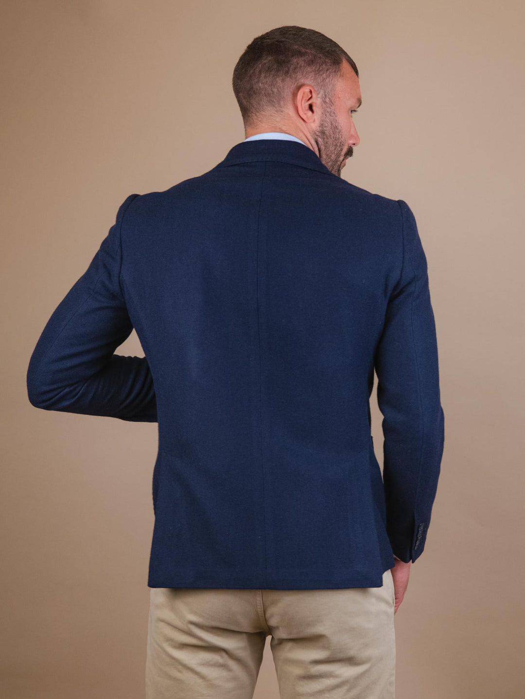 BLAZER SFODERATO IN MISTO LANA BLU T730 313 ANDREA MORANDO 